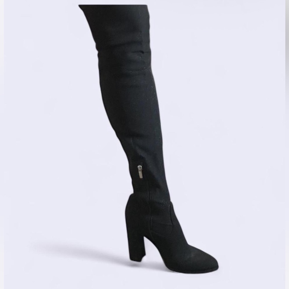 Elegant Black Over-the-Knee Shimmery Boots